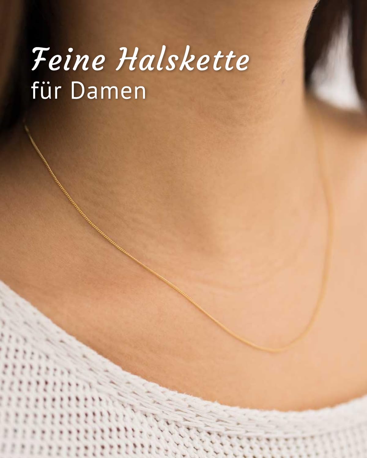 925 Silber Panzerkette vergoldet - Damen Halskette gold für Anhänger K69 | Feine Kette aus hautfreundlichem 925 Sterling Silber mit wasserfester Vergoldung in 40-80cm von MATERIA by Matthias Wagner