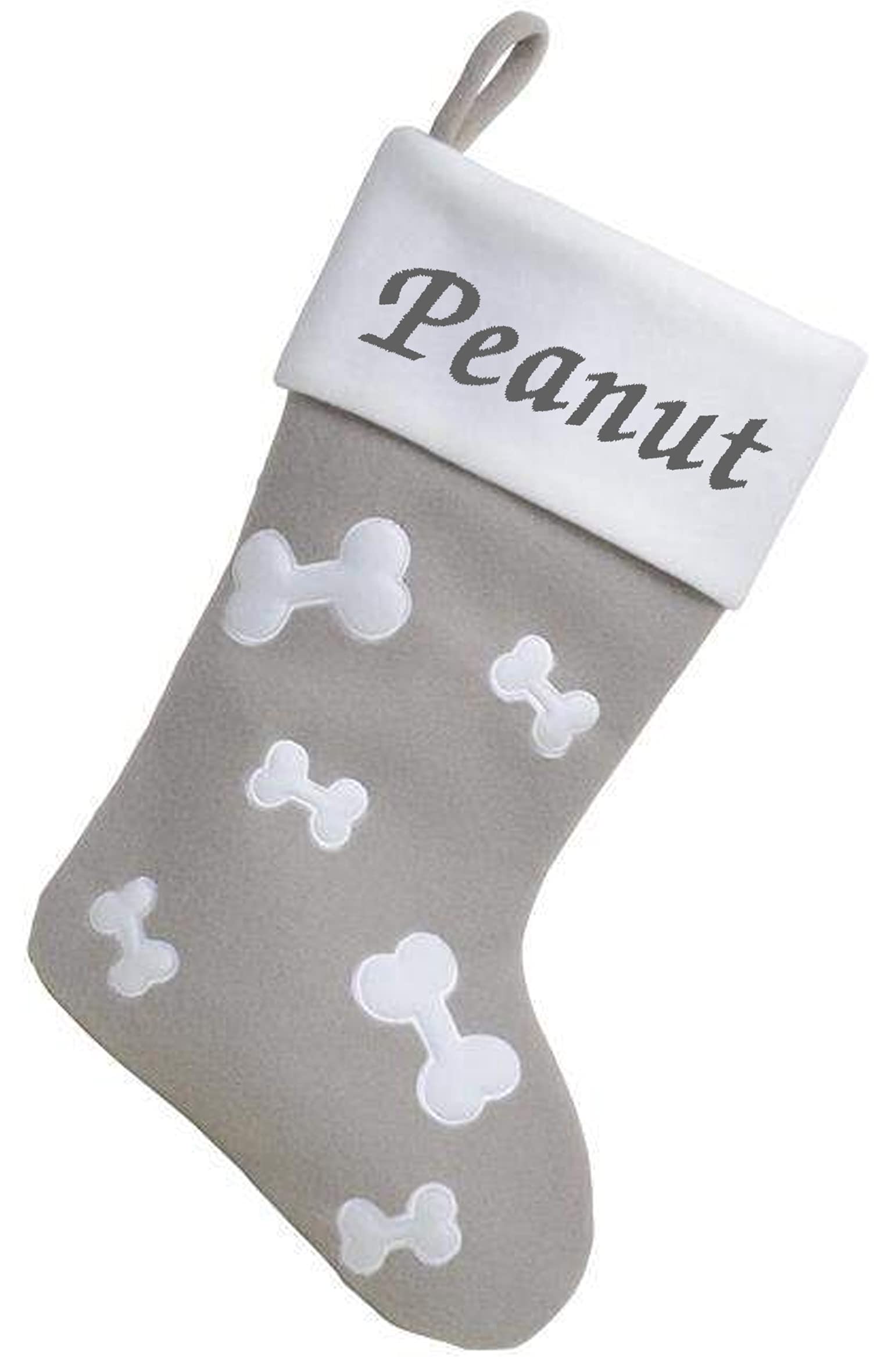 Kids Essentials Grey Bone Personalised Pet Christmas Stocking Xmas Dog Cat Animal Stocking (Grey Bone)