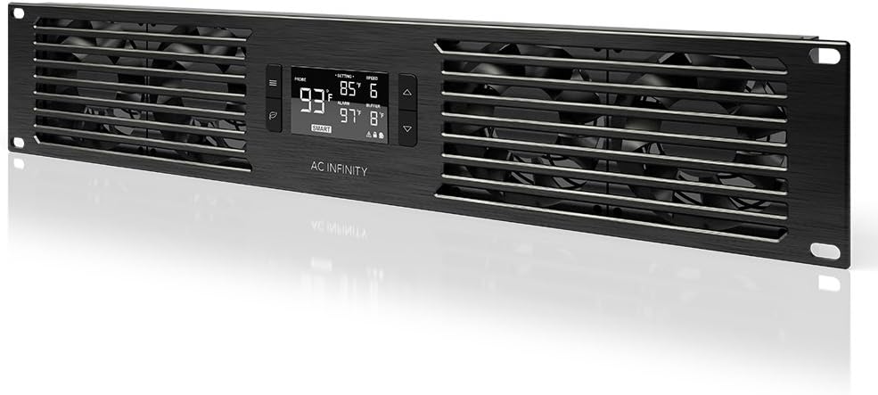 CLOUDPLATE T7-N, Rack Mount Fan Panel 2U, Intake Airflow, for cooling AV, Home Theater, Network 480mm Racks, 19-Inch
