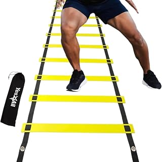 Yes4All Ultimate Agility Ladder Speed Training Equipment - 8, 12, 20 Rungs with Multi Colors - Footwork Speed Ladder and Agility Combos for Soccer Players