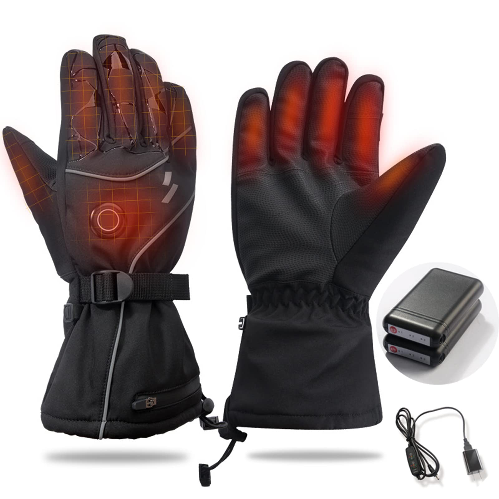 CHEWYNP Guanti riscaldati Guanti - Guanti da Sci elettrici per Uomini e Donne, Guanti Caldi Impermeabili, Guanti con Batteria Ricaricabile da 7,4 V per Moto, Sci, Pattinaggio, Pesca, campe