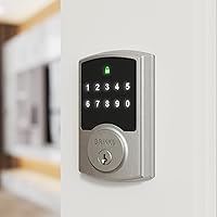 Vista 1 de Brinks Keyless Entry Electronic Touchpad Door Lock - Satin Nickel, Backlit Keypad Deadbolt with Advanced Security, Custom User Codes, Auto-Lock, for