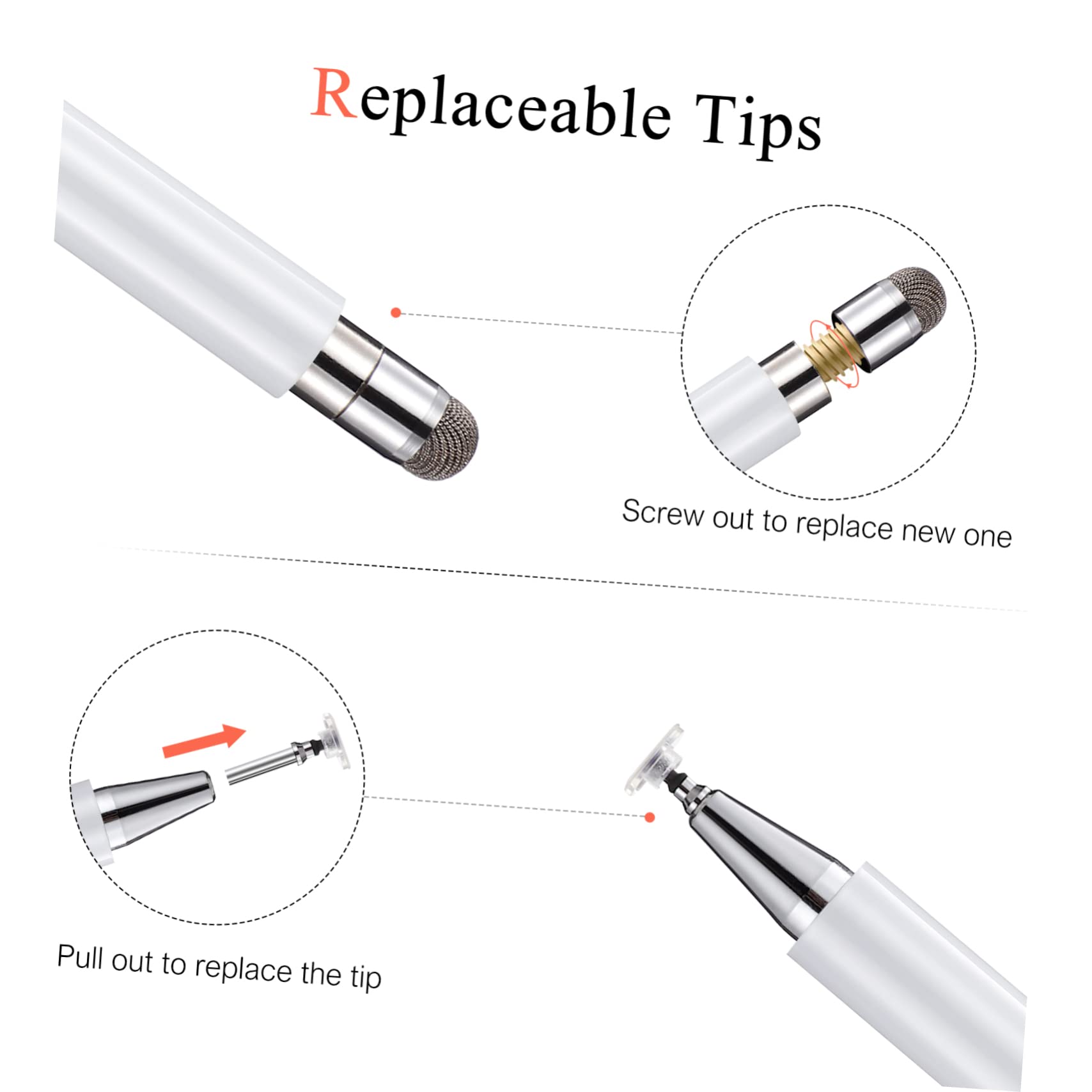 OSALADI 8pezzi Penna Stylus Capacitiva Per Schermi Tattili Da Nera e Bianca Alta Precisione e Sensibilità Compatibile Con Tablet e Smartphone