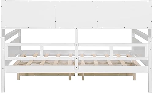 Miniatura 26 de Merax Sofá cama individual con listones de madera, soporte moderno sofá cama con rieles, tamaño individual, blanco marfil Marfil blanco,Espresso