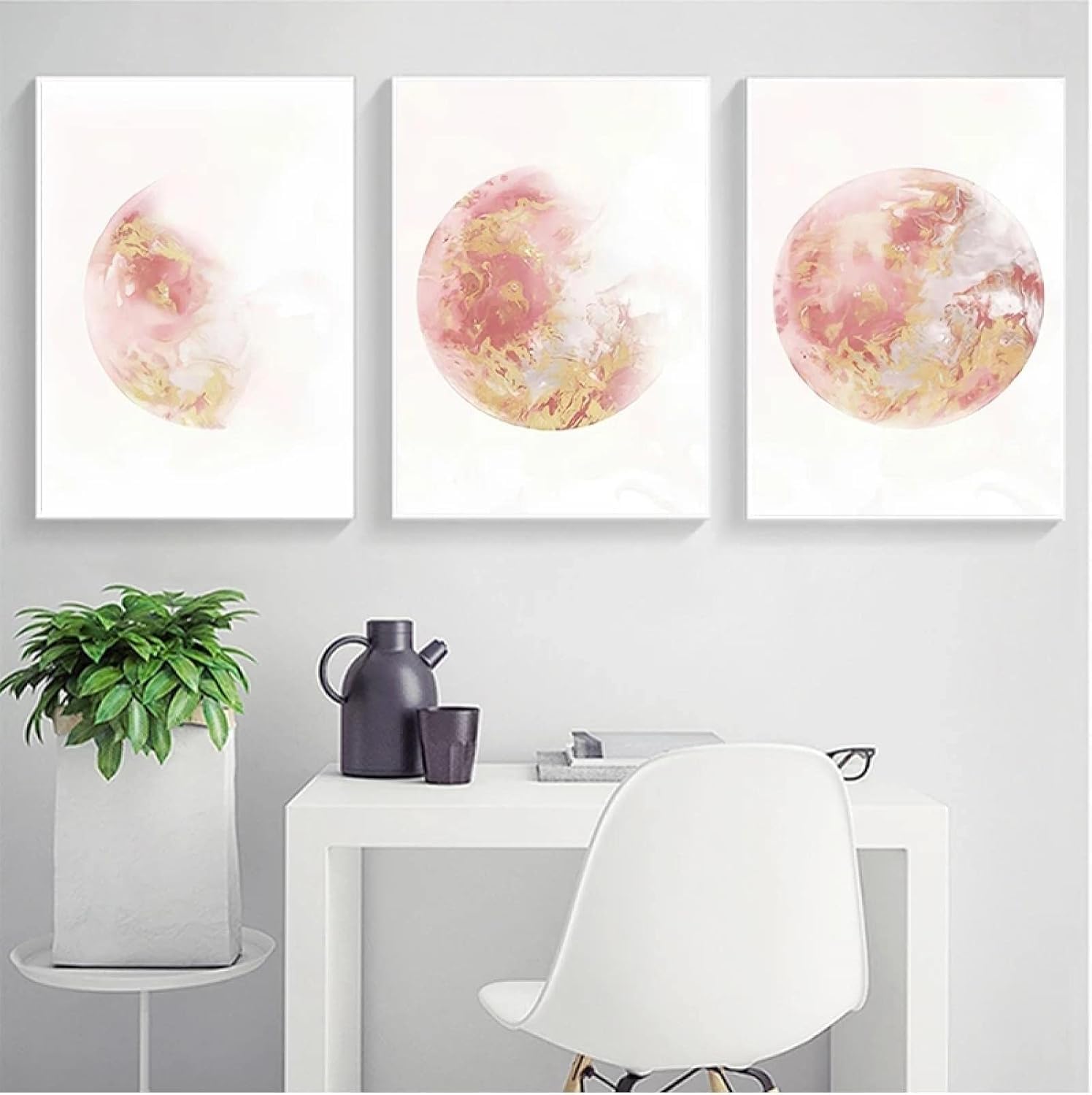 Art mural moderne des phases de la lune grand format pour un salon élégant
