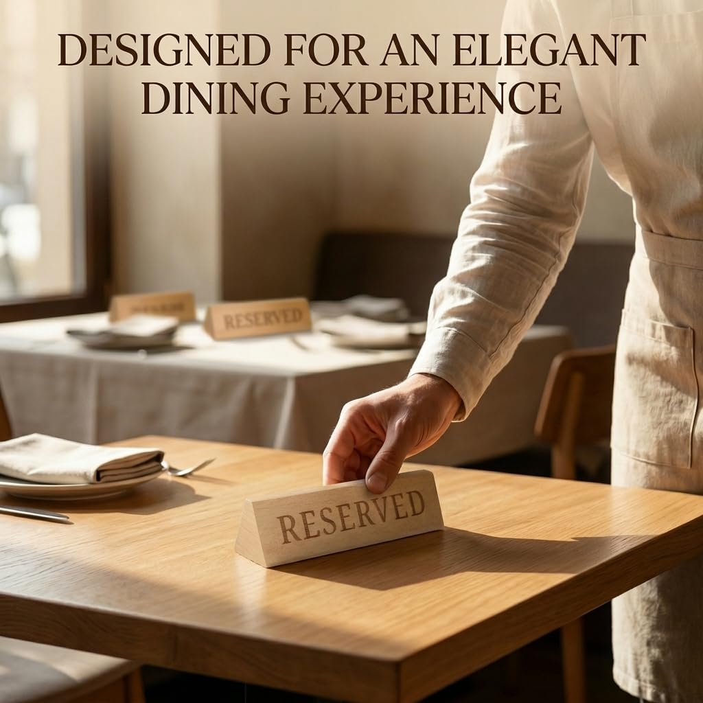 Wood Table Top Seating Reserved Signs for Weddings, Restaurants, 6 inches (Pack of 12)