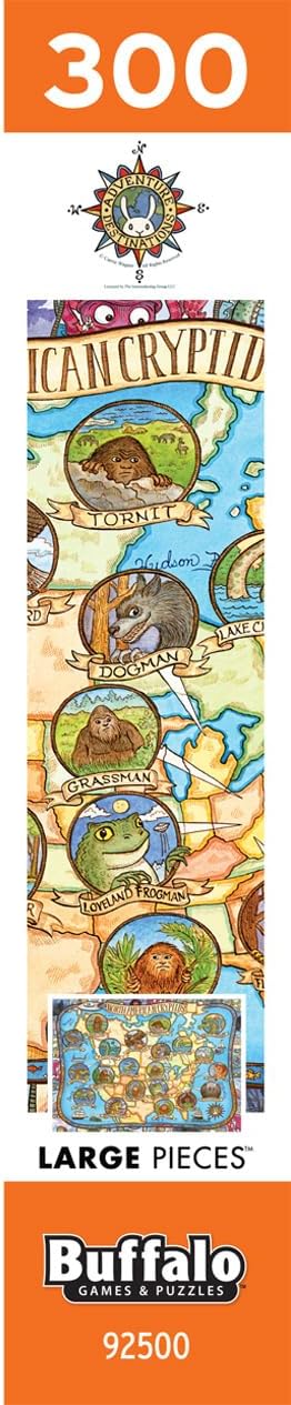 Buffalo Games - Adventure Destination - Cryptids of North America - 300 Large Piece Jigsaw Puzzle for Adults - Challenging Puzzle Perfect for Game Nights – Precision-Cut Pieces, Beautiful Artwork