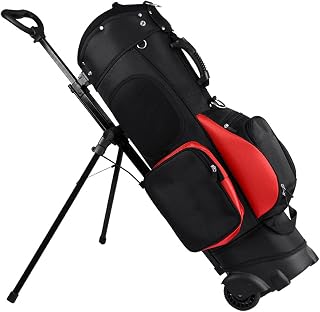 Golf Stand Bag Removable, 7 Way Dividers with Backstrap Shoulder Carry Golf Bag, Golf Bag Stand with Wheel for Traveling
