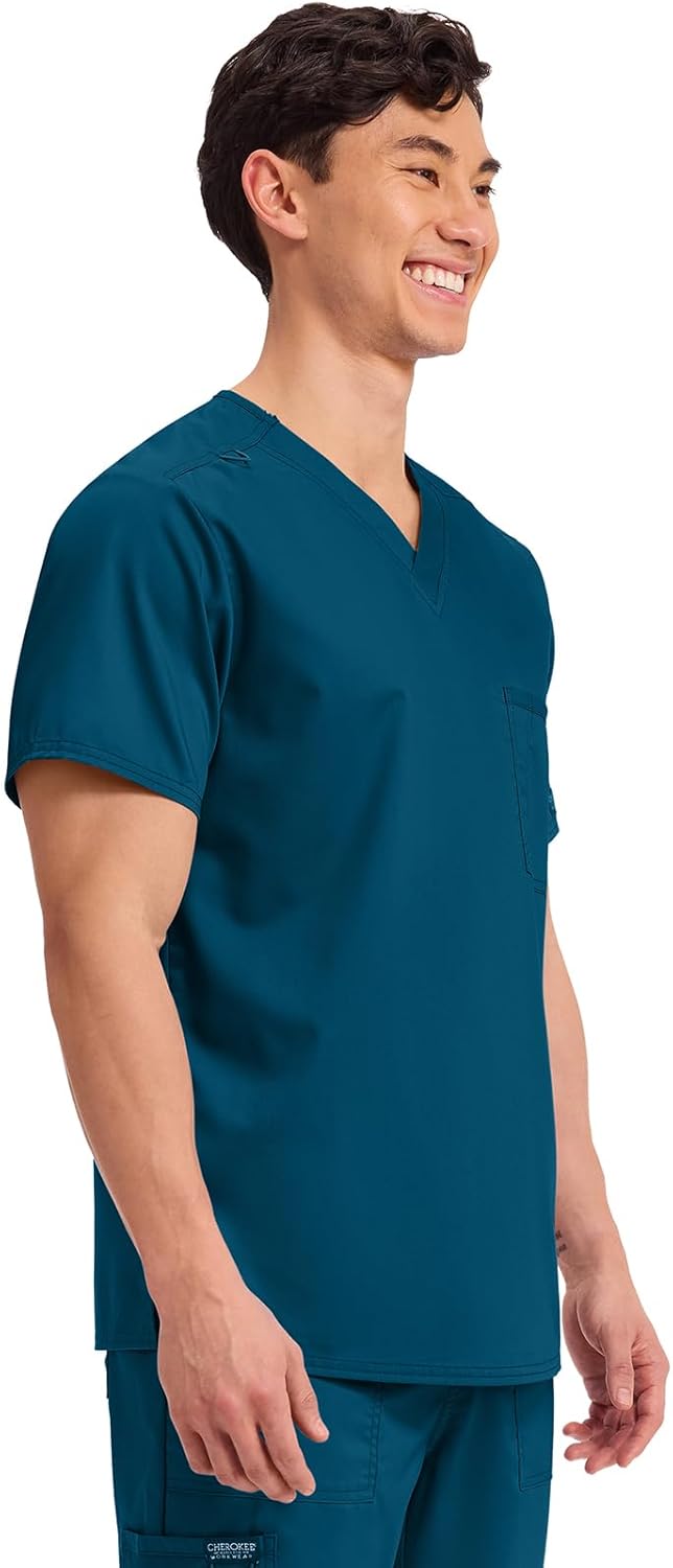 Cherokee Scrub Top for Women & Men, V-Neck Tuckable Medical Shirt with 1 Chest Pocket & ID Loop - WW625 - Image 4