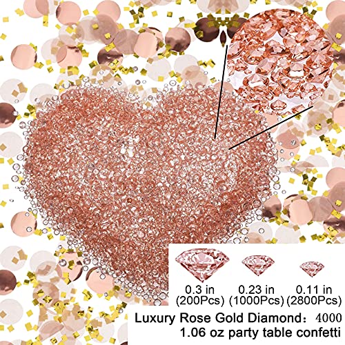 Luxury Over 4000pcs Rose Gold Crystal Diamond& Circle Dots Paper Confetti Glitter Gold Confetti 1.06 oz for Wedding/Bachelorette/Bride Show/Birthday Party Table Decorations - Thumbnail 2