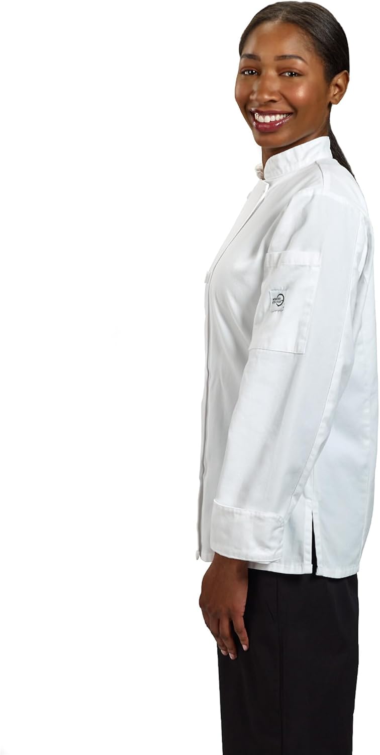 Mercer Culinary M60020WHM Millennia Women's Cook Jacket with Traditional Buttons, Medium, White - Image 5