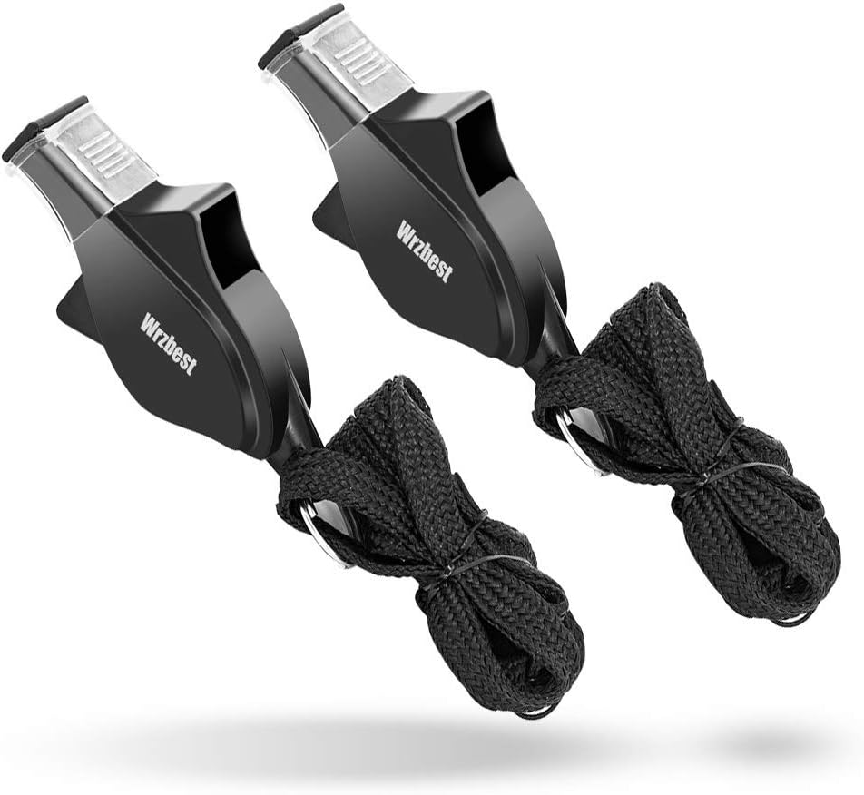 Sports Referee Coach Whistle，2 Pack Dolphin Shape Pealess Plastic Whistles with Rubber Teeth Protector and Lanyard