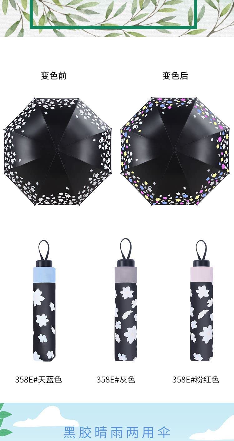 Parapluie Parapluie À Changement De Couleur Fille Sunshade Sun Parapluie Pluie Protection Ultérieure UV