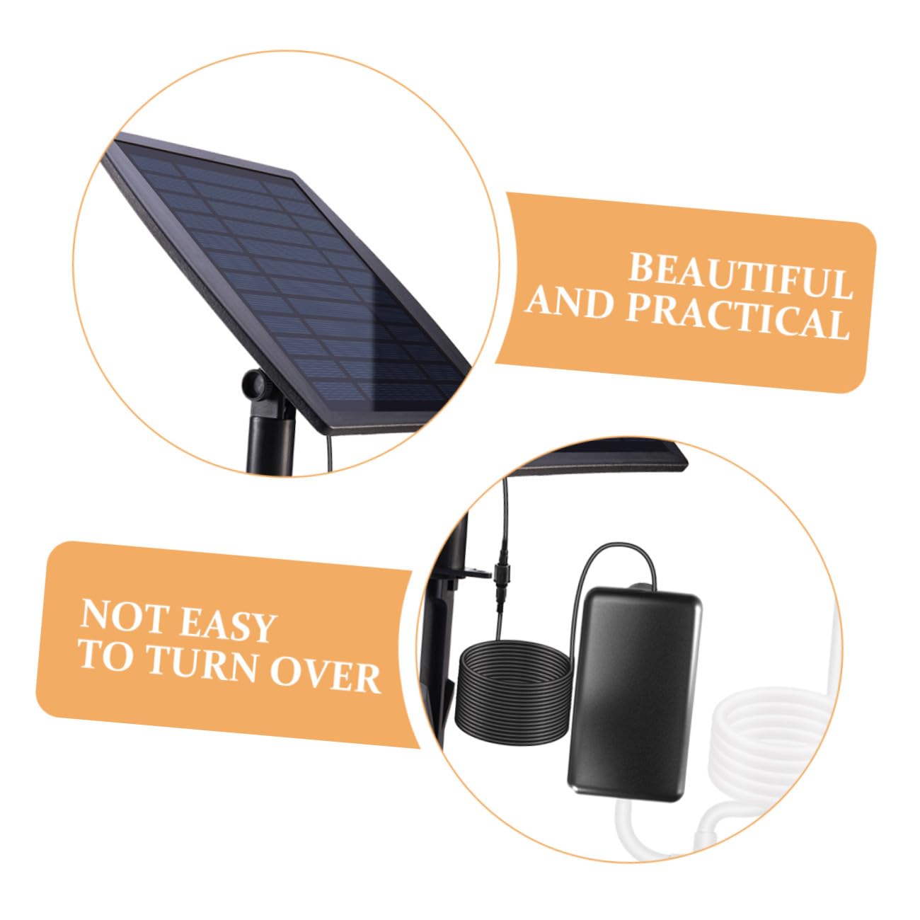 Hemobllo Solar Sauerstoffpumpe für Teich und Aquarium Tragbar 1 L/min 1800 Mah Leiser Belüfter für Außenbereich