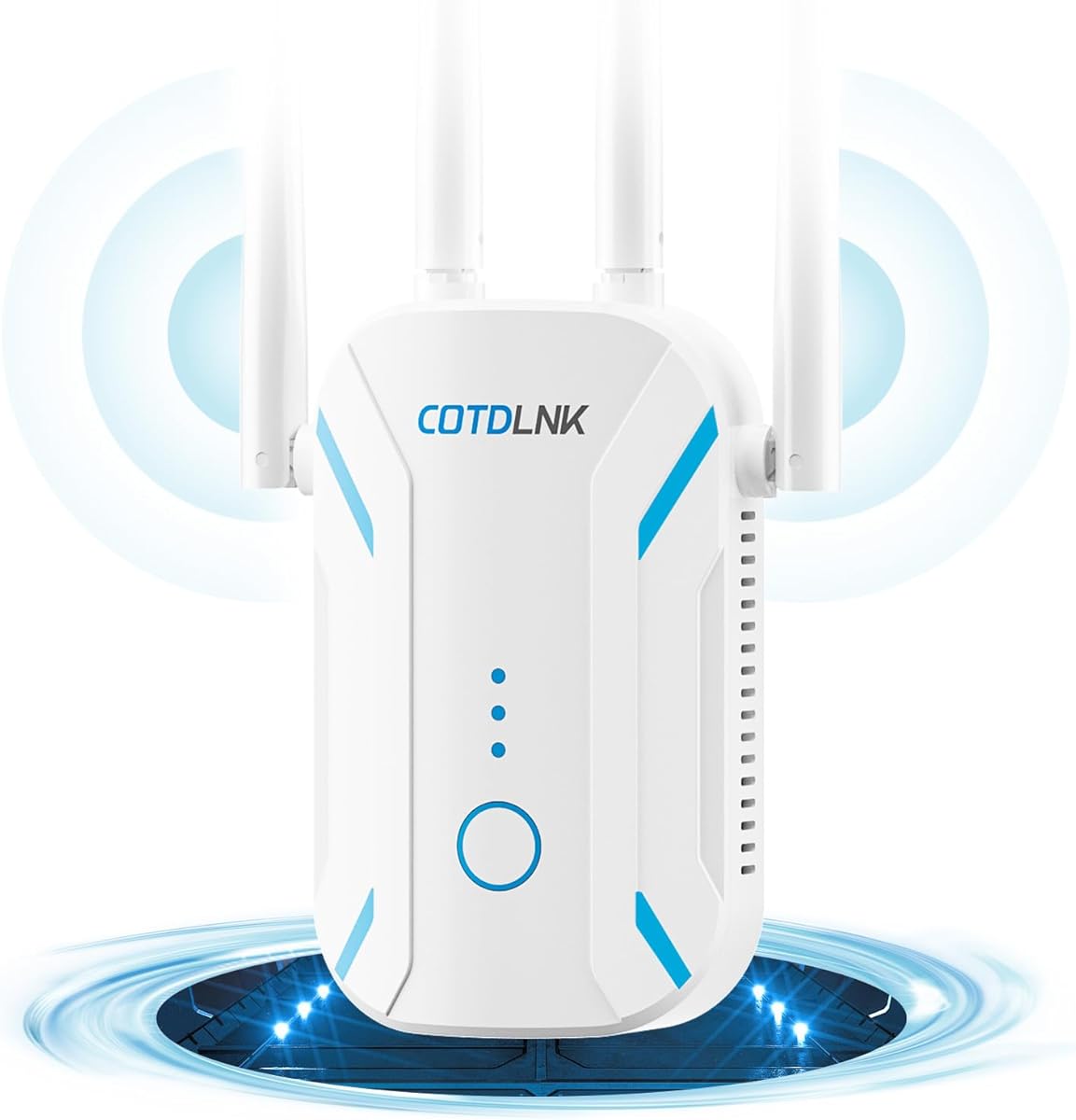 2026 COTDLNK Répéteur WiFi Puissant Amplificateur WiFi 1200Mbps 5GHz & 2.4GHz Amplificateur de Signal Internet sans Fil Double Bande WiFi Booster, Configuration Facile, Prise UE (Blanc A)