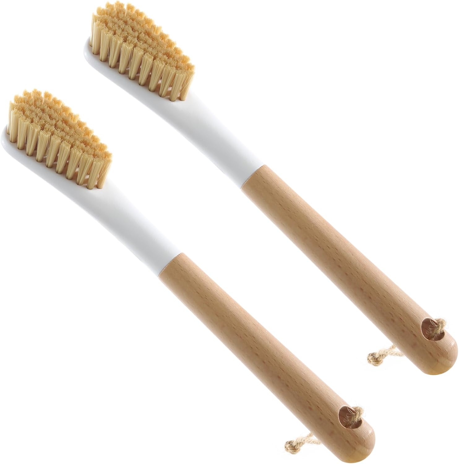 Wood Laundry Brush, OSCIOSS Laundry Stain Brush wth Long Handle and Soft Bristle for Cleaning Clothes & Shoes, Protable Laundry Brush for Stains on Clothes (Natural-2Pack)