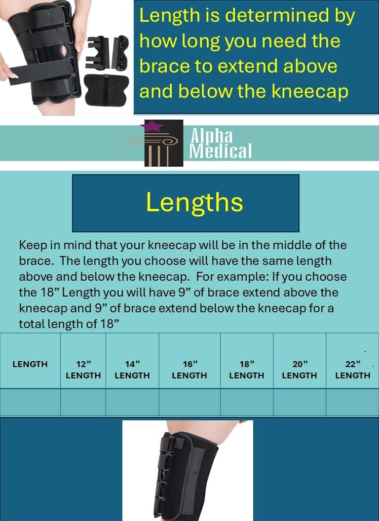 Alpha Medical 16" Long Three Panel Knee & Leg Immobilizer/Knee Splint/Knee Brace L1830