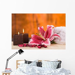 Wallmonkeys Par Candles with Towel Wall Mural Decal Peel and Stick Graphic | 60" W x 40" H | Nature Themed | Reuseable | Paint-Safe | WM107420