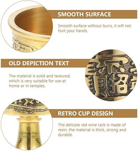 Miniatura 8 de 2 tazas budistas de ofrenda de agua dorada de cobre puro invitando a adorar riqueza copas de té sacrificio cáliz de Buda decoración del templo del