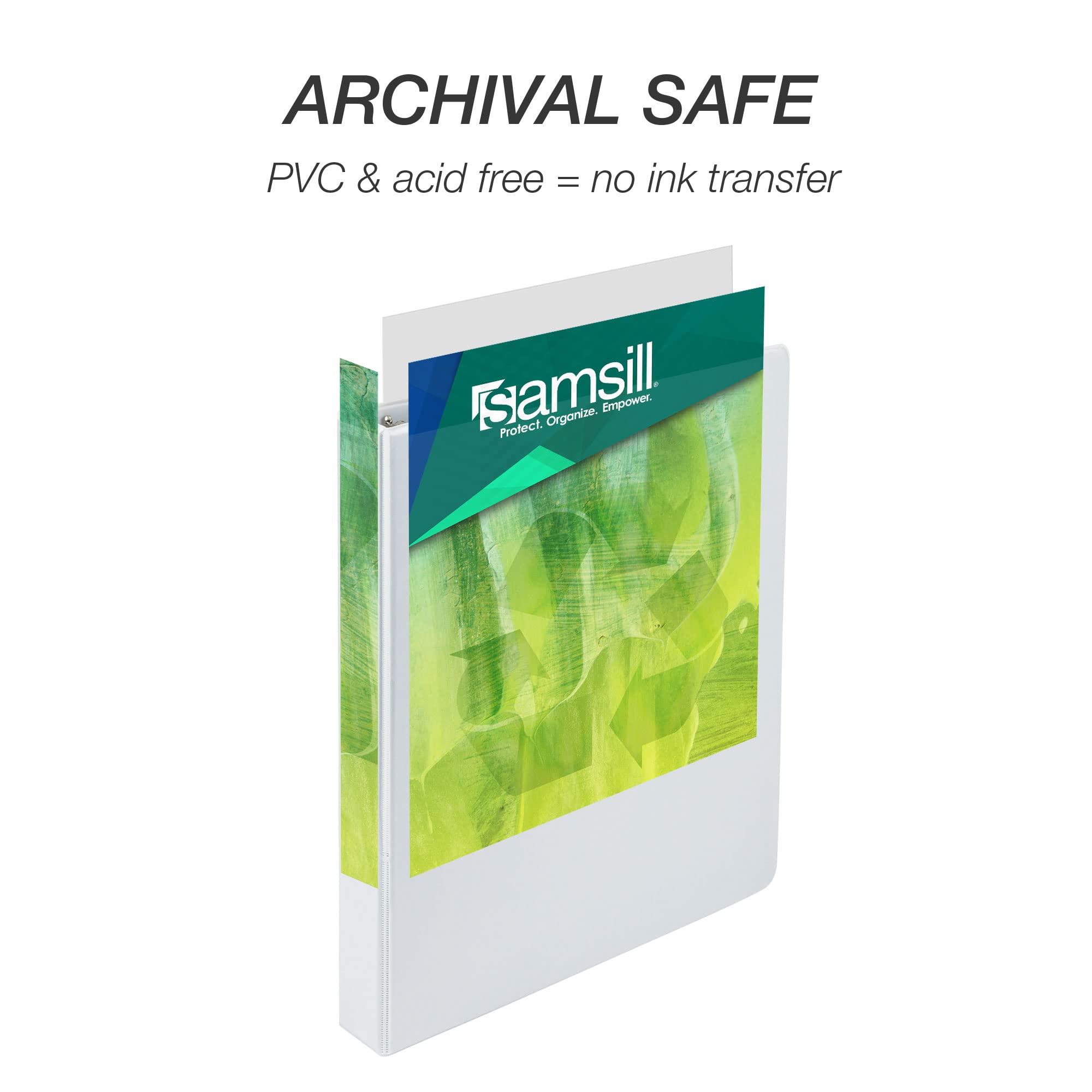 Samsill Durable 2 Inch Binder, Made In The USA, Round Ring Customizable Clear View Binder, White - View #5