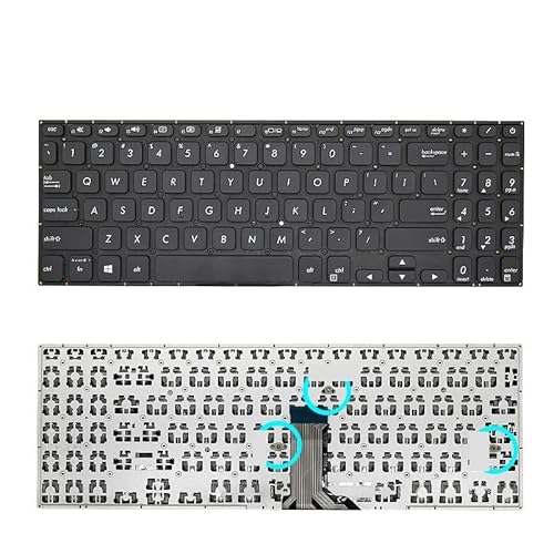 FDMOZRE US for QWERTY�L�[�{�[�h Asus�p Vivobook S15 X530 K530 S530F S530UA X530FA X530UN �m�[�g�p�\�R�� �V���o�[/�u���b�N �o�b�N���C�g�t�� (US �u���b�N)