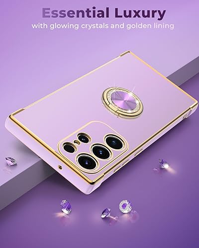 Miniatura 6 de Miss Arts Funda para Samsung Galaxy S22 Ultra, soporte de anillo de lujo galvanizado con correa, bonito TPU suave para Samsung S22 Ultra Cover para