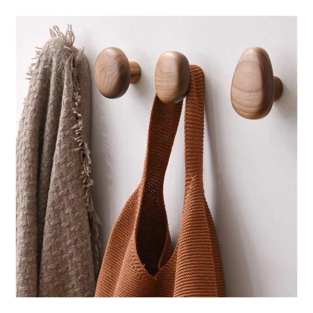 Perchero de pared con forma de guijarro, de madera natural, decorativo, para llaves, sombreros, bufandas, bolsos, almacenamiento de baño, perchero