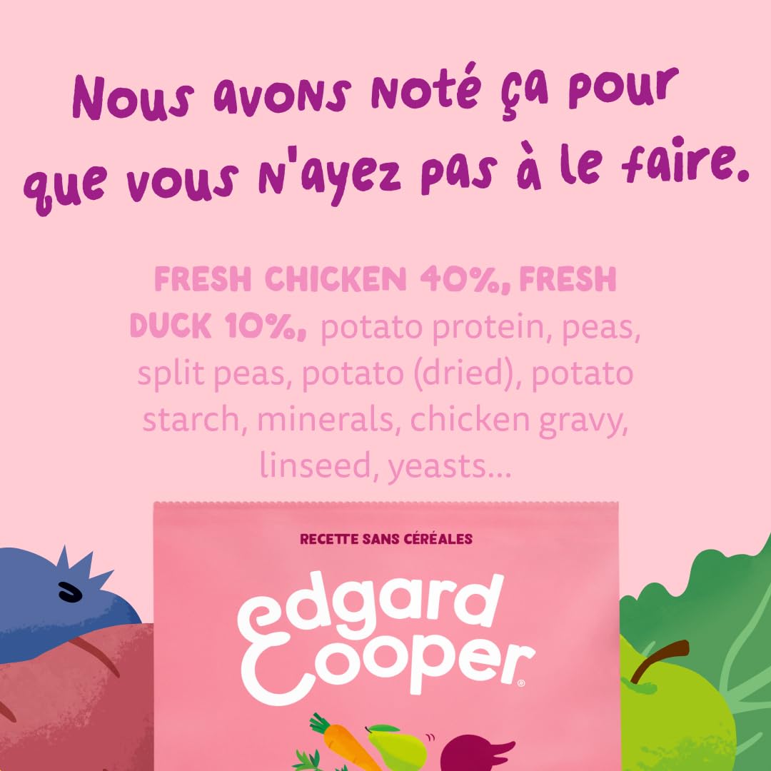 Edgard & Cooper Croquettes Chiot Sans Céréales Pour Chiens Adultes Medium (2.5kg), Canard Et Poulet Frais, Teneur En Fibres Adaptée Aux Chiots, Recette Naturelle, Jamais De Farine Animale