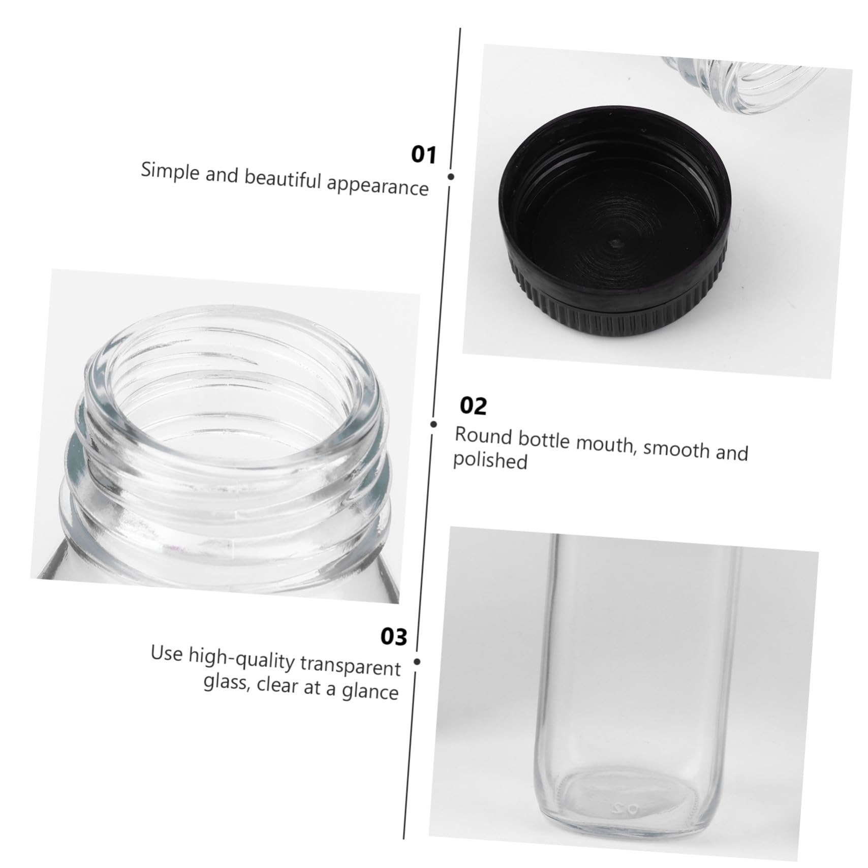 Yardenfun 5 Stück Glasflaschen 300 Ml Transparent mit Schraubverschluss Lebensmittelecht Spülmaschinenfest für Milch Saft Wasser