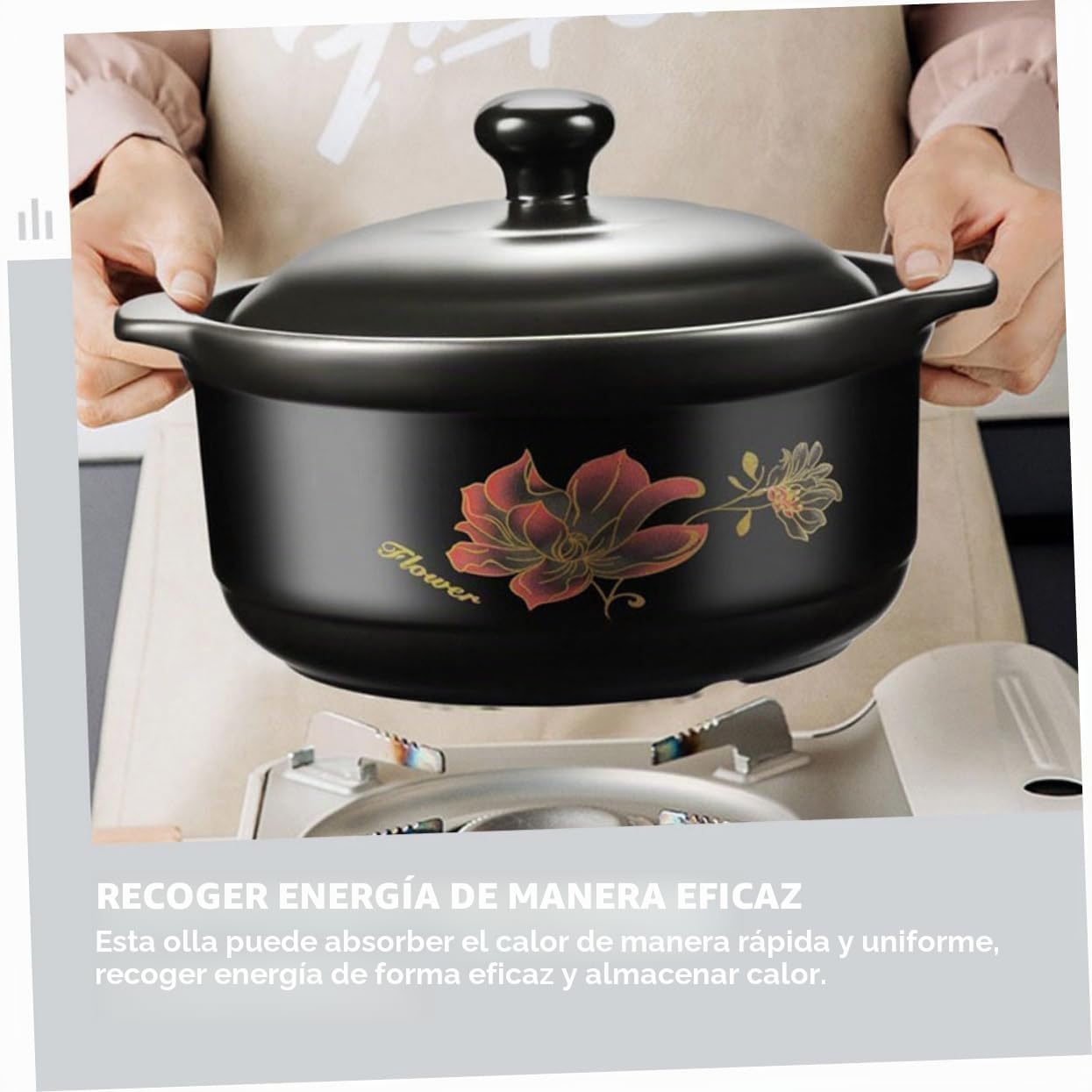KICHOUSE Cazuela de Cerámica para Guiso de Pollo y Sopa Olla de Barro para Cocinar Cazuela Gruesa para Arroz para Cocina Gas y Eléctrica Diseño Elegante y Funcional