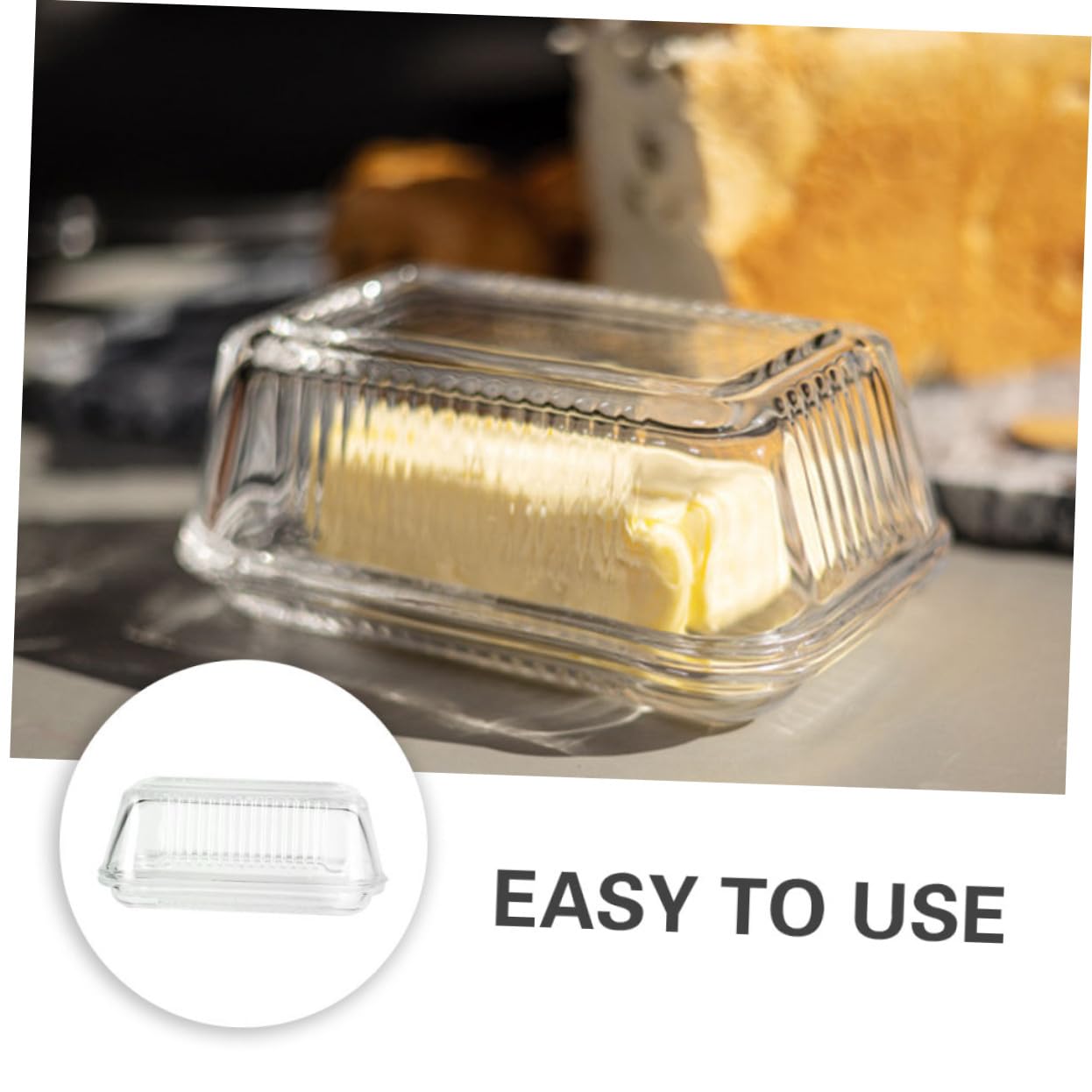 Plat à Fromage en Verre Rectangulaire, Boîte à Beurre 1 Pièce