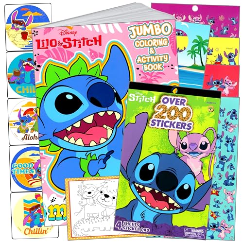 Image of Lilo & Stitch Coloring and Activity Sticker Book - Bundle Includes Stitch Coloring Book & Stickers, Reward Sticker Set, and More