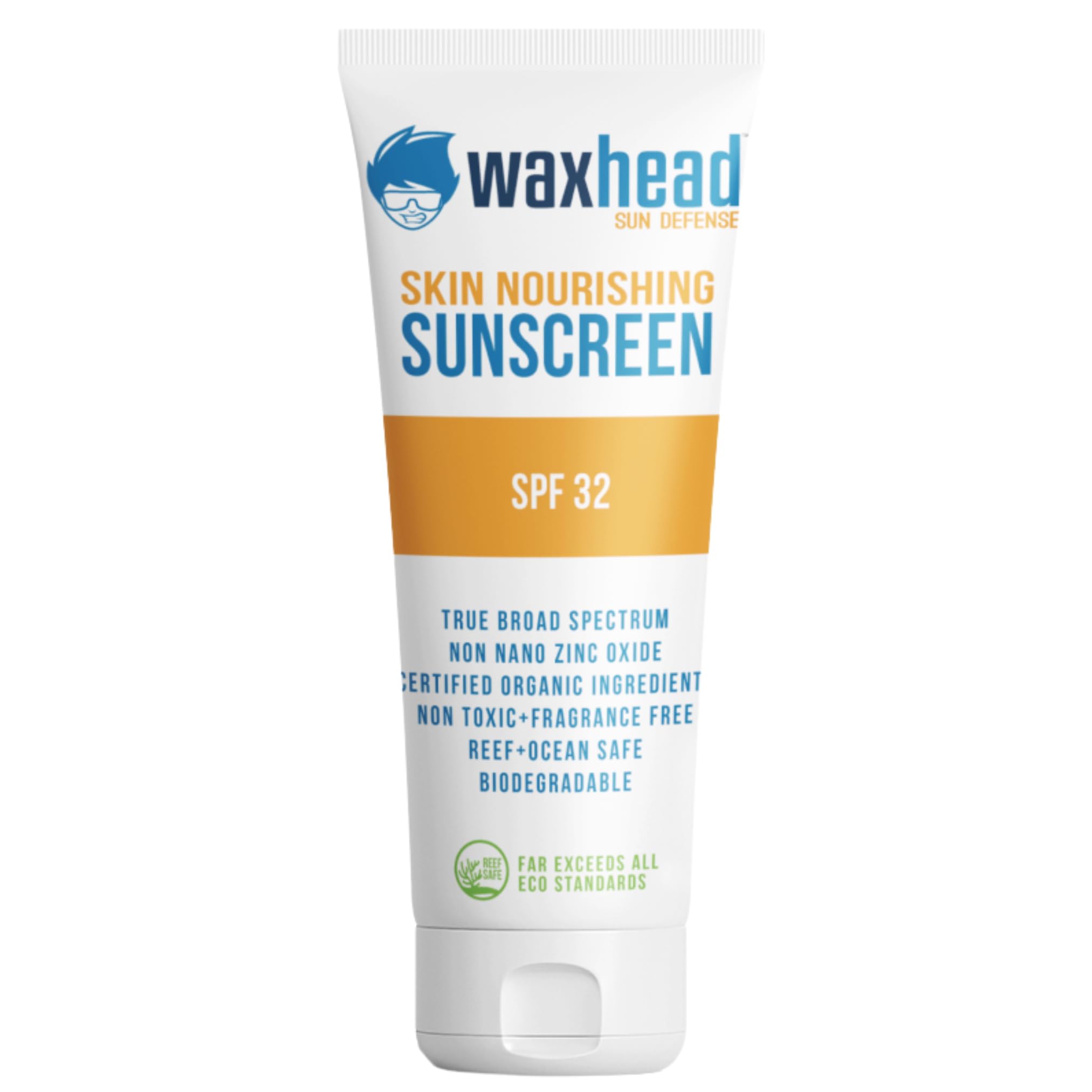 Waxhead - Protector solar para niños SPF 32, protector solar mineral de óxido de zinc para cara y cuerpo, seguro para bebés y niños pequeños, recomendado por pediatras, seguro para arrecifes, no graso