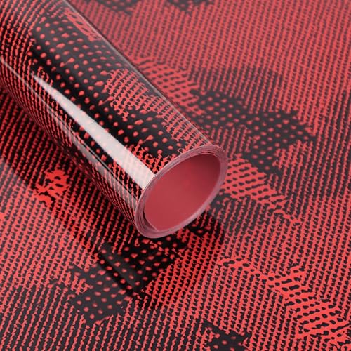 Image of Lypumso PET Camouflage Forged Carbon Fiber Vinyl Wrap, Glossy Car Vinyl Film for Automotive with Air Release Technology for Vehicle Decal DIY Interior Exterior Decoration (Red, 1ft x 10ft)