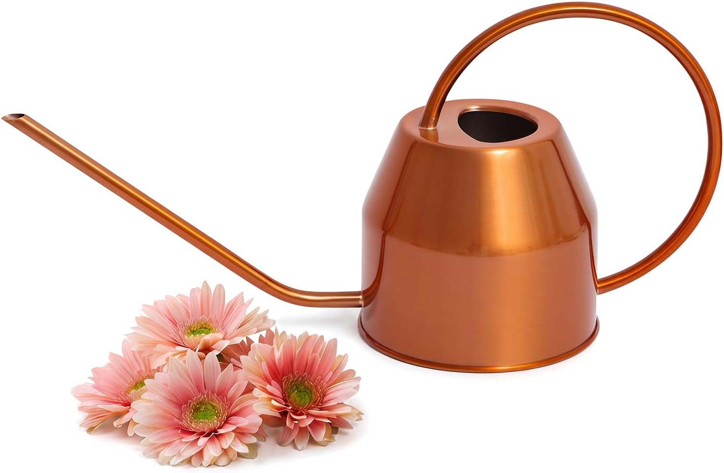 Plexon Rose Gold Metal Watering Can Indoor Plants 40 oz, Stainless Steel Long Spout Watering Can Outdoor House Plant Flower, Garden
