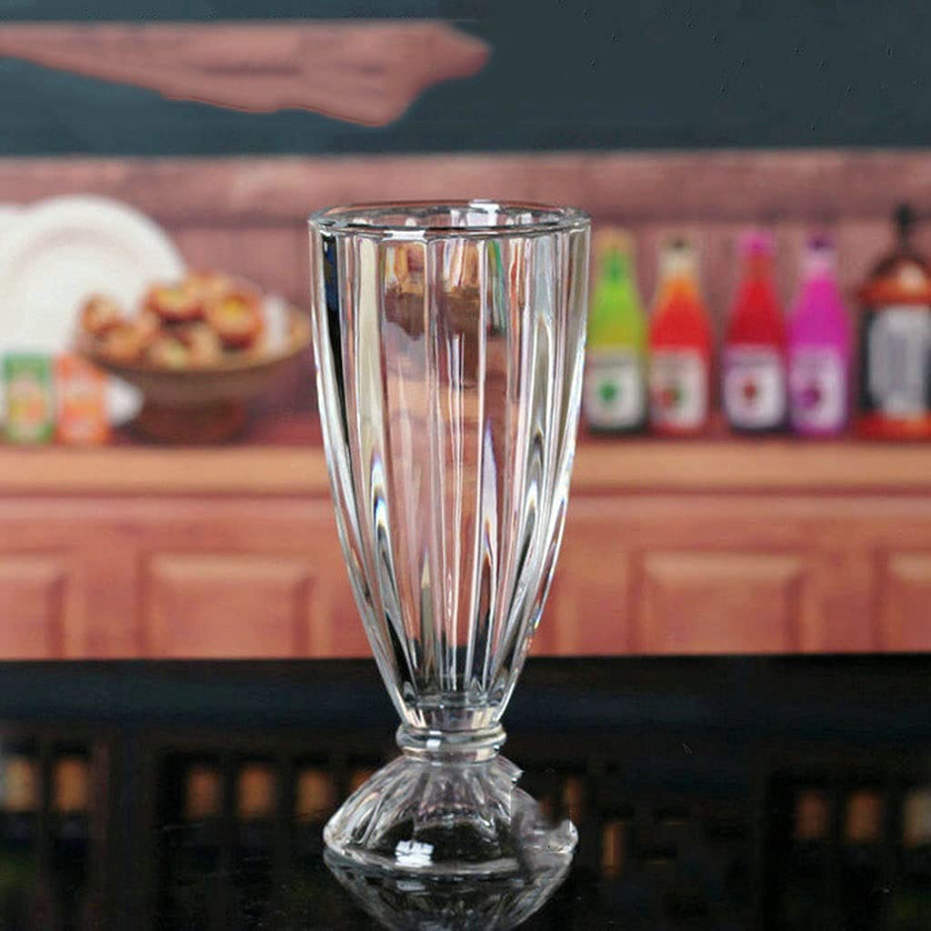 Wasserbecher, 350 ml, Glas, Milch, Teetasse, Milchshake-Becher, Eisbecher, Saftbecher, Dessertbecher, dicker, runder, gestreifter Juwelenbecher, 2 isolierte Becher