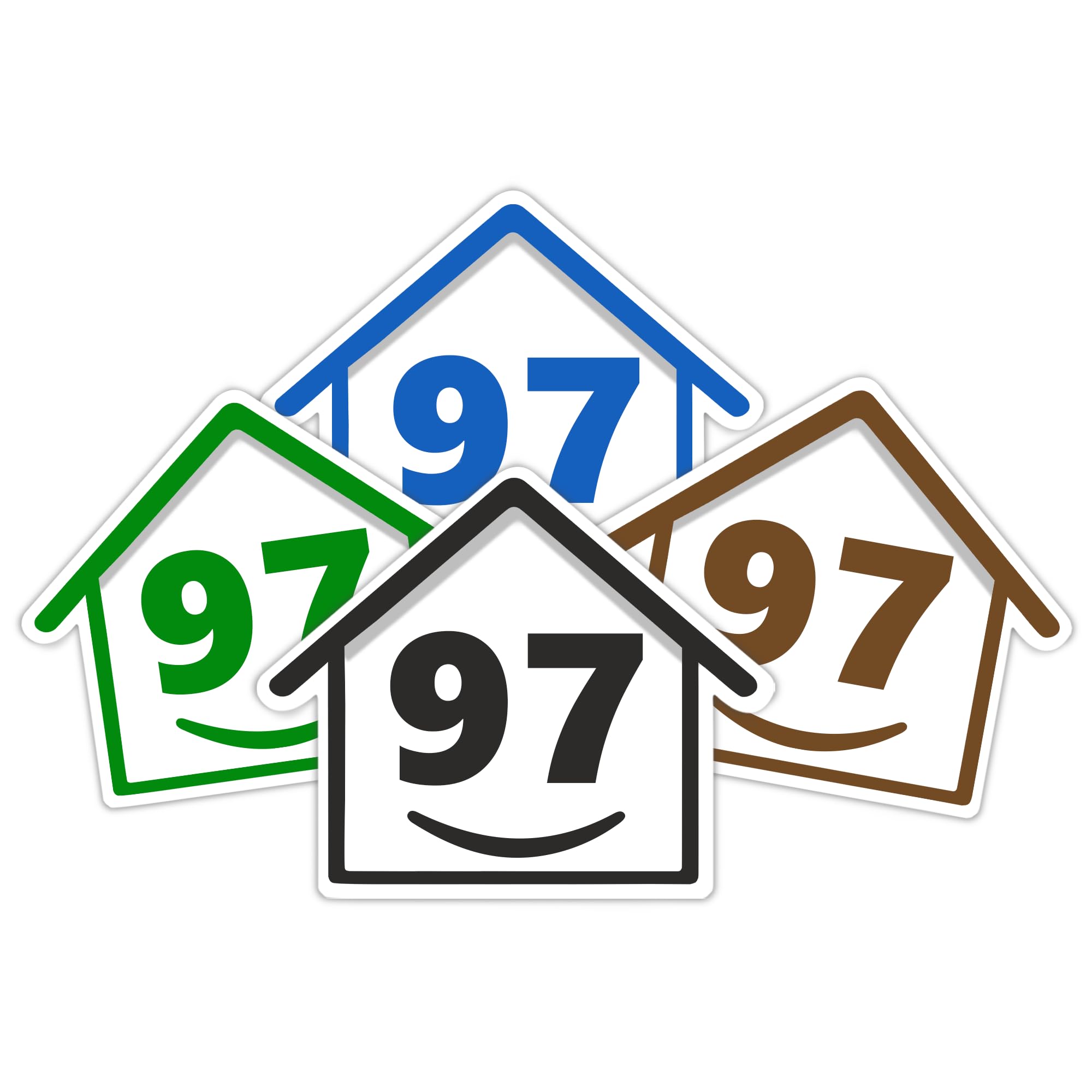 4 x Bin Numbers for Wheelie Bins, 1-99, 15cm ‘Happy House’ Colour Design Dustbin Stickers, Easy Application Stick On Number Stickers - Weatherproof Self Adhesive Vinyl – Blue, Black, Green, Brown (25) — view 27