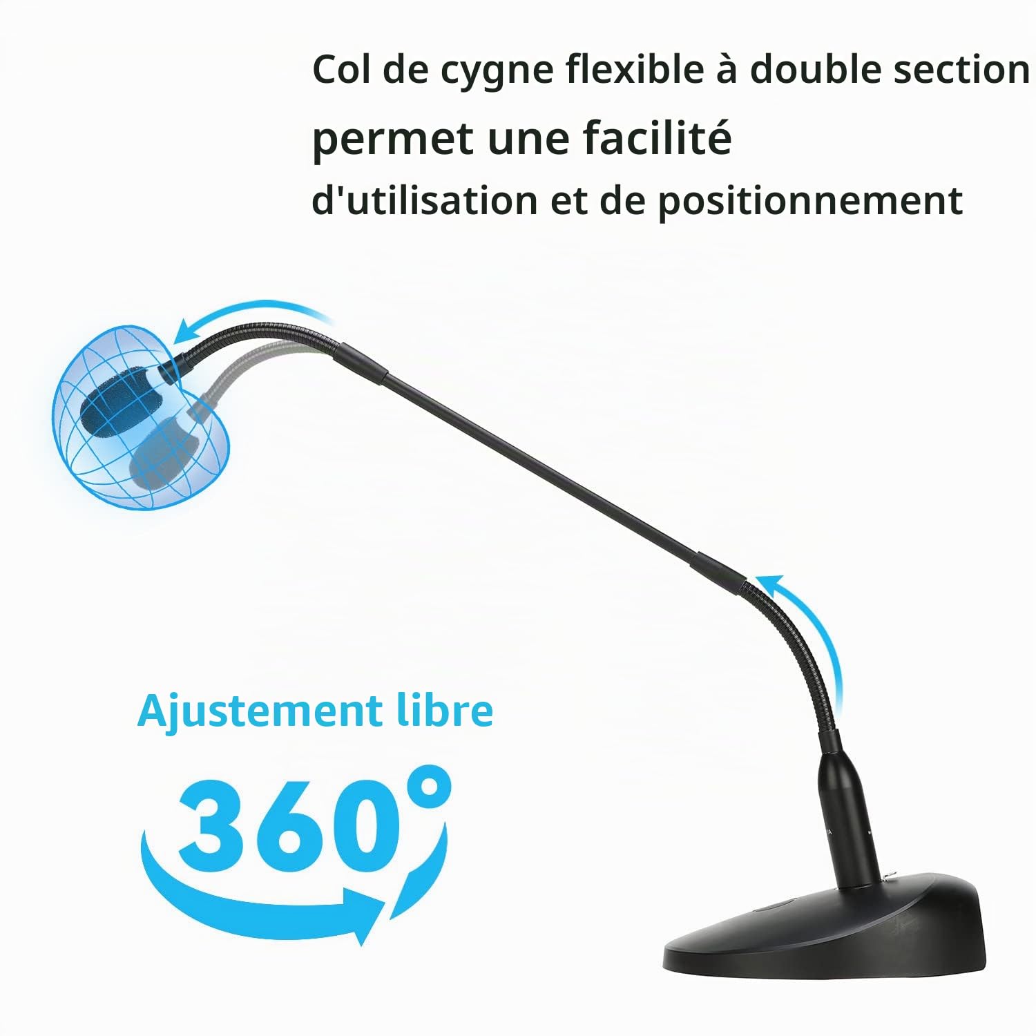 BOYA Micro XLR, Microphone à condensateur à col de Cygne avec indicateur LED pour Les réunions, Les vidéoconférences, Les conférences en streaming-BY-GM18CB