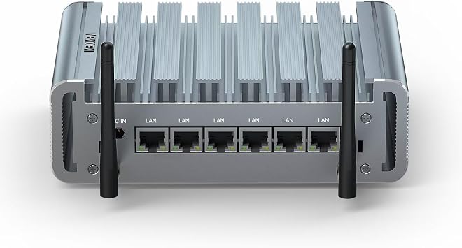 Firewall PC, Mini Router PC 2.5Gbe 6 Lan, Celeron J4125, Network Appliance, 8GB DDR4 RAM 256GB SSD, HD-MI, RS232 COM, i225 Nics, Wifi, Industrial PC, Windows 10 / Firewall Software, Wake On Lan