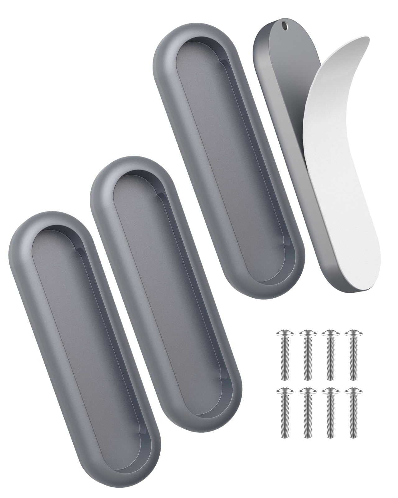 Poignée de tiroir autocollante grise en aluminium lot de 4 pour meuble de cuisine