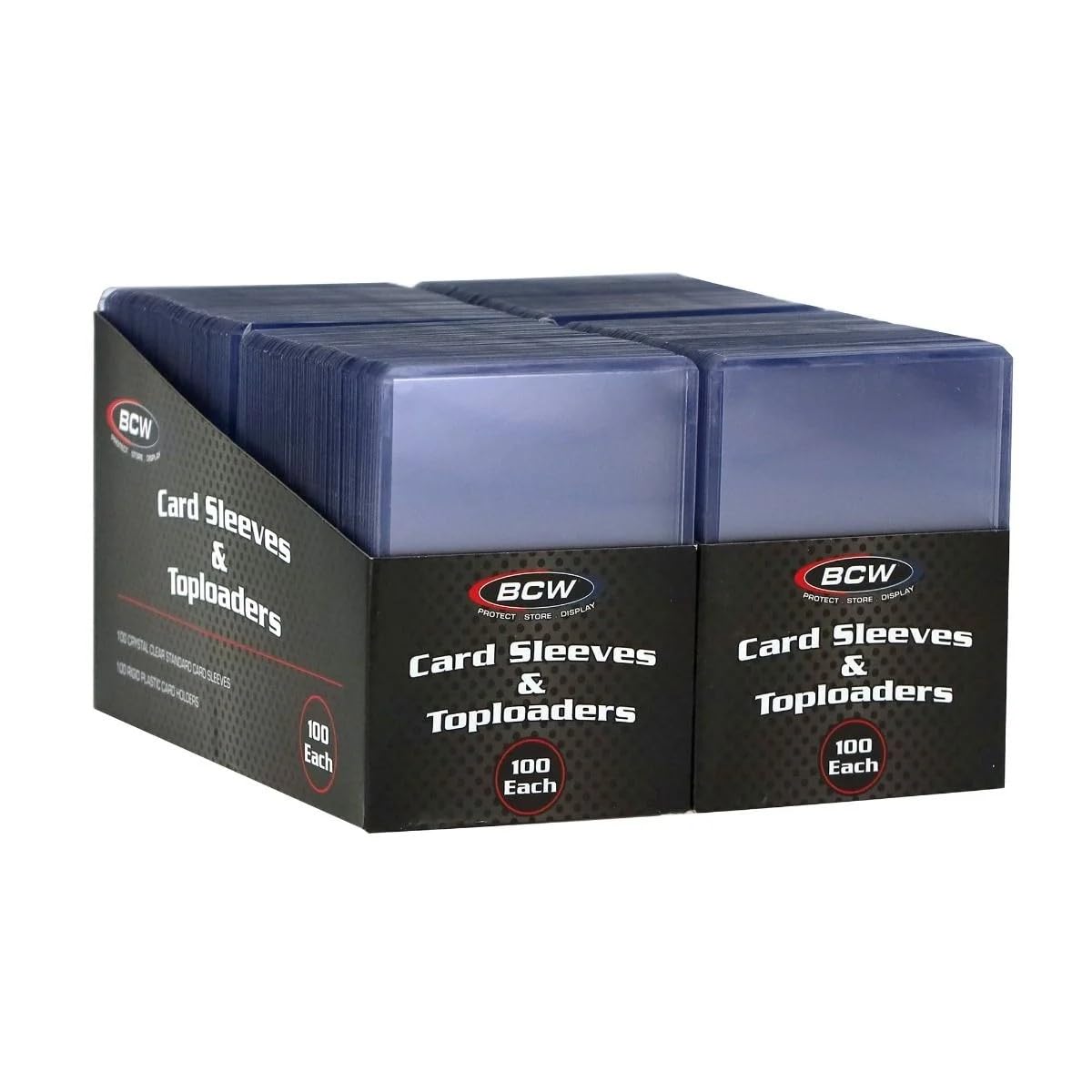 BCW Paquete combinado de fundas para tarjetas y cargadores superiores, 200 cargadores superiores y fundas de 200 centavos, protege, almacena y muestra tarjetas comerciales, protectores de tarjetas sin