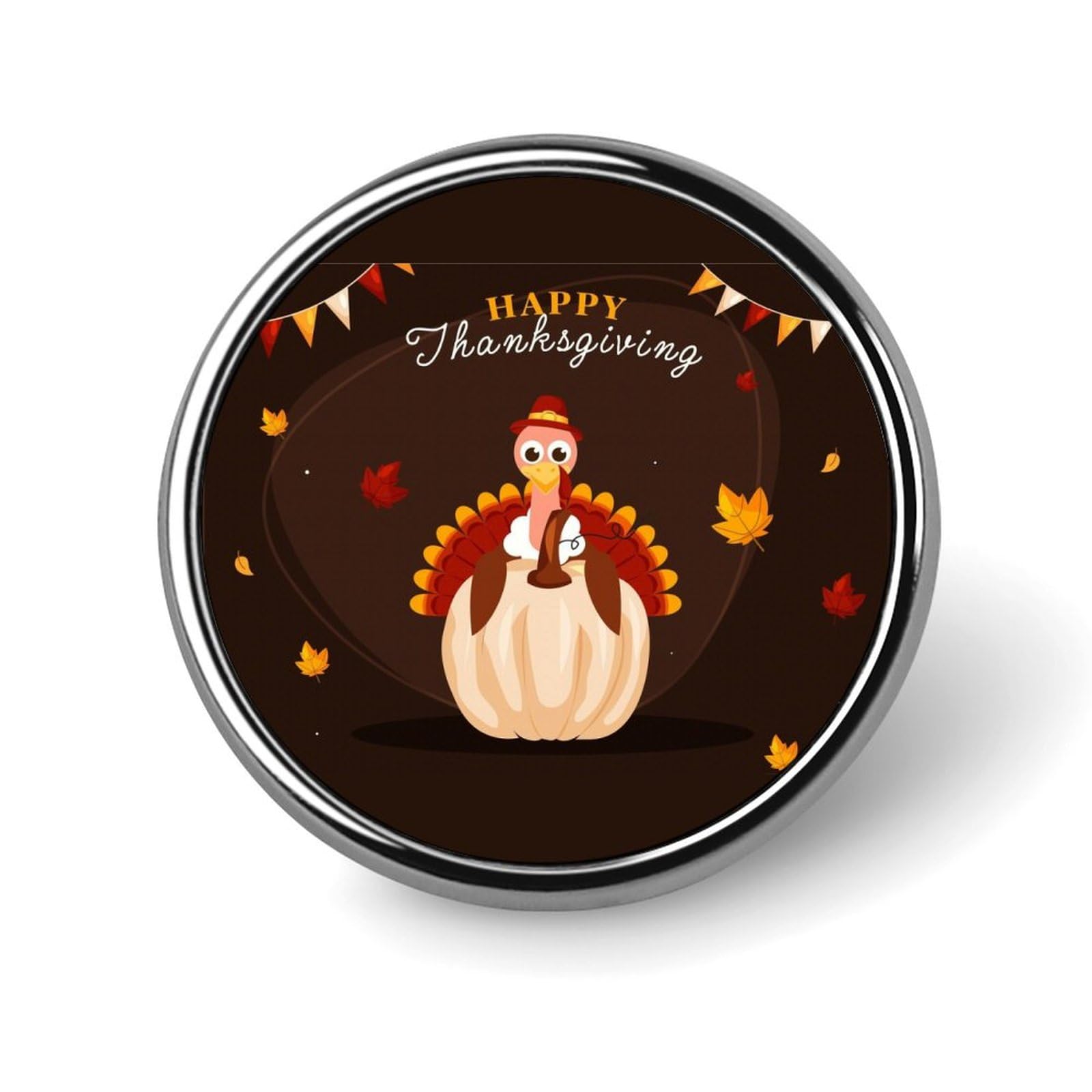 Thanksgiving Turkey Maple And Pumpkin Pins Round Buttons Brooches Enamel Lapel Pin Party Supplies Decor Badges for Hats Clothes Bags