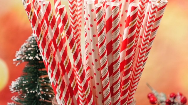 50 pitillos de papel navideños rojo y blanco Hushee miniatura 7