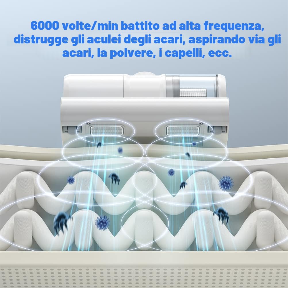 Aspirapolvere antiacaro per acari pulisci materassi con luce UV e contenitore per polvere permanente HEPA, aspirapolvere per acari da 300 W per divano/materasso/tessile