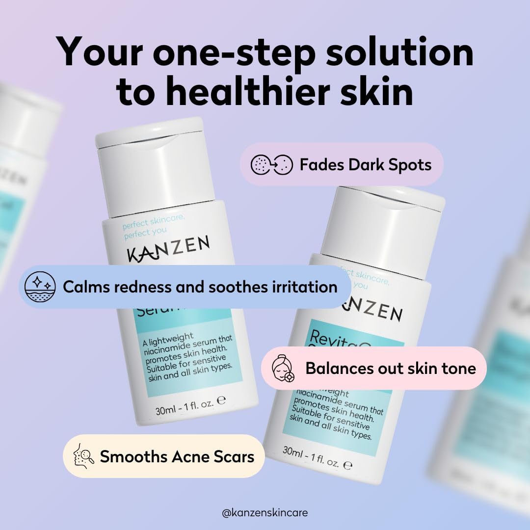 Kanzen Skincare RevitaCell Niacinamide Serum 30ml - Skin Serum for Blemishes Pore Refining & Even Skin Tone with Vitamin B3 - Image 3
