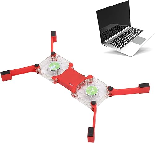 Miniatura 3 de DR-S02 - Enfriador plegable para laptop con doble ventilador, portátil alimentado por USB, base de refrigeración con soporte antideslizante (rojo)