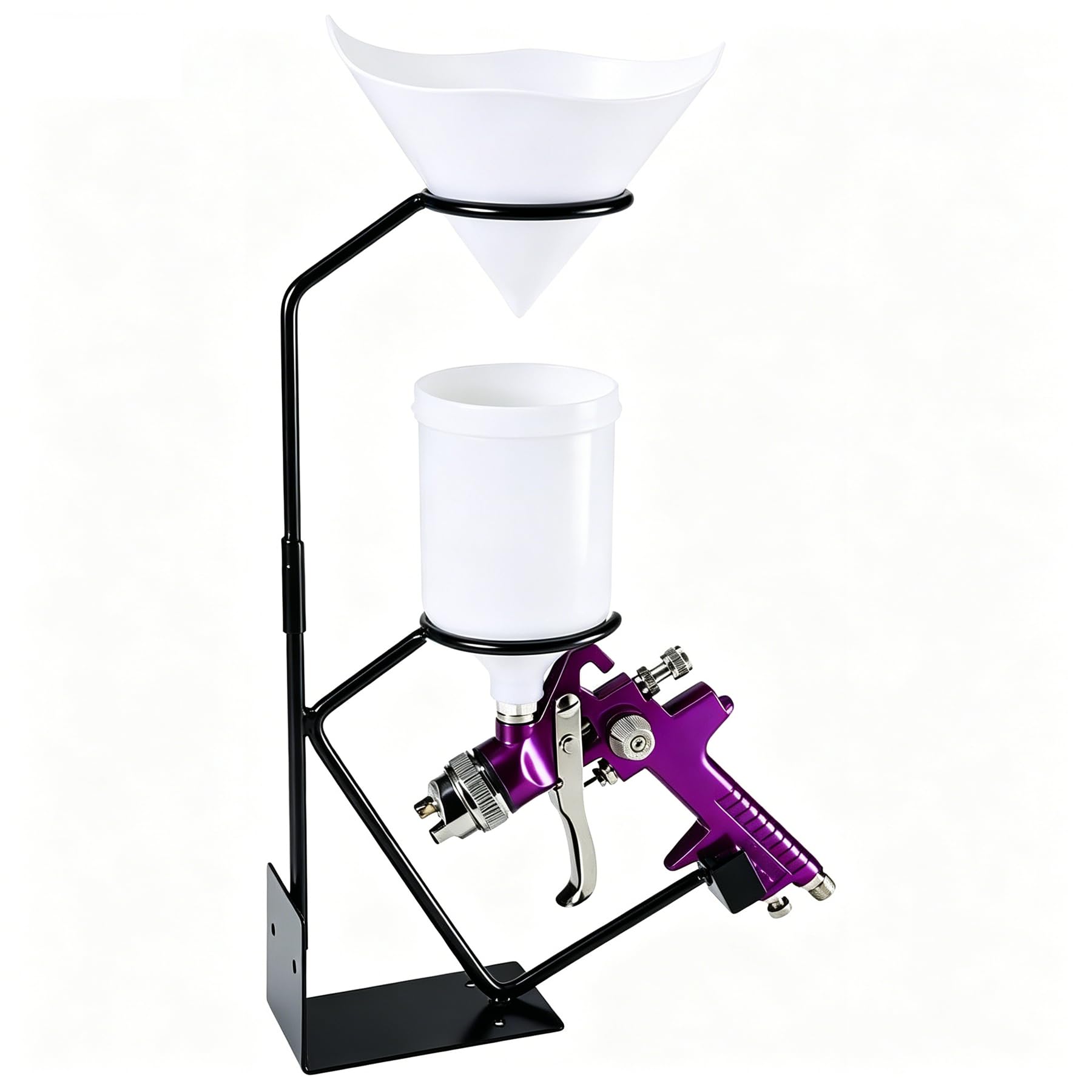 Soporte Pistola Pulverizadora, Colador de Pintura para Pistolas, Banco y Pared, Soporte Pistola de Pintura de Alimentación por Gravedad, para Bricolaje y Aficionados