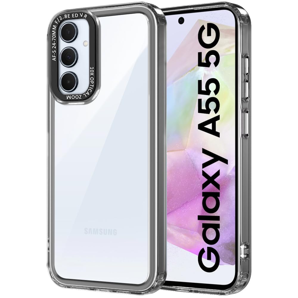 TheGiftKart Hybrid Shockproof Back Cover Case for Samsung Galaxy A55 5G | Stylish Camera Border | Electroplated Buttons | Crystal Clear Hard Back Case for Samsung A55 5G (TPU & PC, Smoked Bumper) (B0D6BBY9J6) Amazon Price History, Amazon Price Tracker