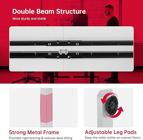Miniatura 5 de Escritorio eléctrico de pie con altura ajustable, escritorio para computadora de 55 pulgadas, escritorio de juegos para oficina en casa, estación de