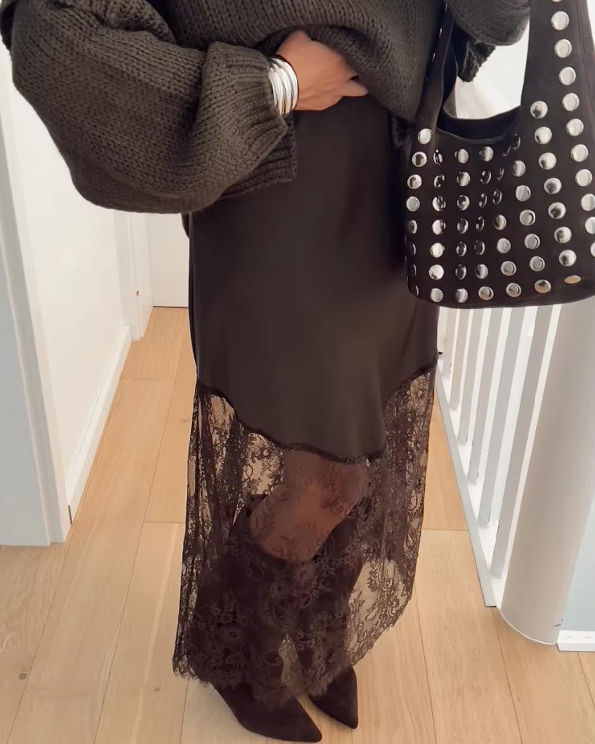 Women Lace Patchwork Skirts High Waist A Line Y2K Elegant Maxi Long Skirts Party Boho Skirt - Image 4